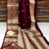 Deep Maroon Exclusive Kora Banarasi Silk Saree with Silk Mark Certification – Rich Pallu Design