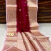Red with Pink Exclusive Kora Banarasi Silk Saree with Silk Mark Certification – Rich Pallu Design