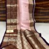 Baby Pink and Violet Exclusive Kora Banarasi Silk Saree with Silk Mark Certification – Rich Pallu Design