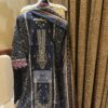 Navy Blue Readymade Cotton Suit Set with Embroidery & Printed Dupatta