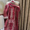 Maroon Readymade Cotton Suit Set with Embroidery & Printed Dupatta