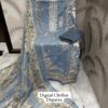 Steel Blue Premium Designer Cotton Suit with Heavy Panel Embroidery & Chiffon