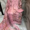 Pink Premium Designer Cotton Suit with Heavy Panel Embroidery & Chiffon