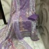 Purple Premium Designer Cotton Suit with Heavy Panel Embroidery & Chiffon