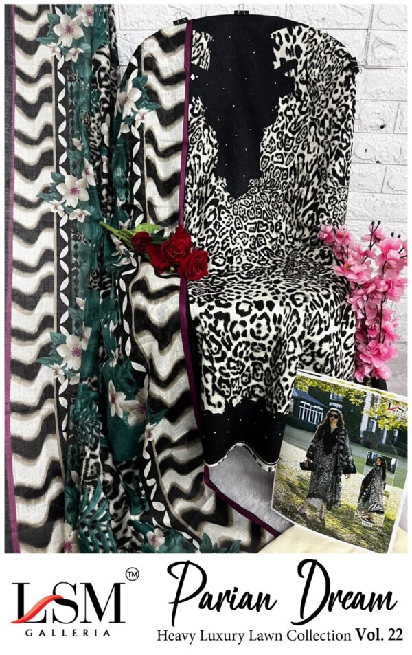 Black Premium Lawn Suit with Cotton Dupatta