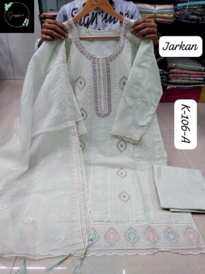 White Sapphire Party Wear Readymade Pakistani Suit XL – Organza & Georgette Embroidered Collection