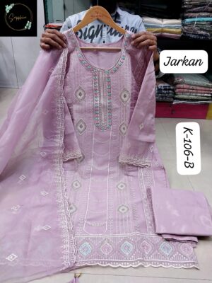 Pinkish Purple Sapphire Party Wear Readymade Pakistani Suit XL – Organza & Georgette Embroidered Collection