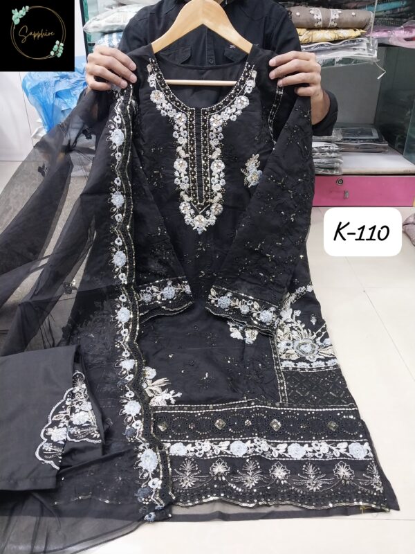 Black Sapphire Party Wear Readymade Pakistani Suit XL – Organza & Georgette Embroidered Collection