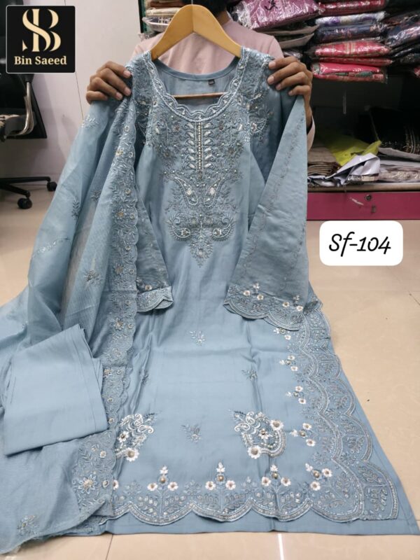 Blue Sapphire Party Wear Readymade Pakistani Suit XL – Organza & Georgette Embroidered Collection