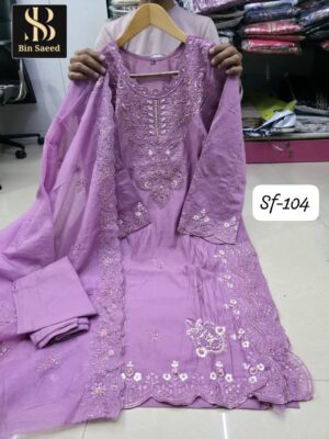 Purple Sapphire Party Wear Readymade Pakistani Suit XL – Organza & Georgette Embroidered Collection