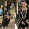 Black Alif Fashion Pakistani Concept Cotton Embroidered Suit with Chiffon Dupatta