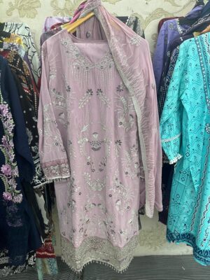 Light Pink  Premium Readymade Georgette Embroidered Suit with Chiffon Dupatta