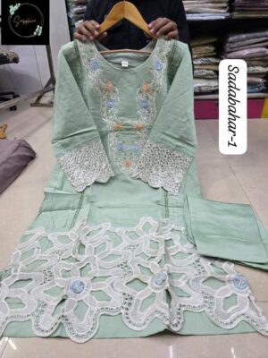 Green Mehboob Tex Ombre Starlet Lawn Collection-26 | Embroidered Cotton Suit