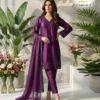 Deep Purple AL-SAKAB Premium Heavy Satin Embroidered Suit Design 1701 – Organza Dupatta