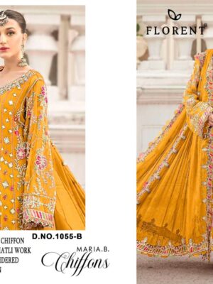 Yellow Heavy Dinting Chiffon with Hand Khatli Embroidery | Ready to Ship