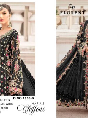 Black Colour Heavy Dinting Chiffon with Hand Khatli Embroidery | Ready to Ship