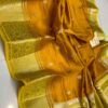 Golden Yellow Pure Raw Mango Silk Saree with Rich Weaving & Contrast Blouse | Silkmark Certified