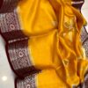 Golden Yellow Pure Raw Mango Silk Saree with Rich Weaving & Contrast Blouse | Silkmark Certified