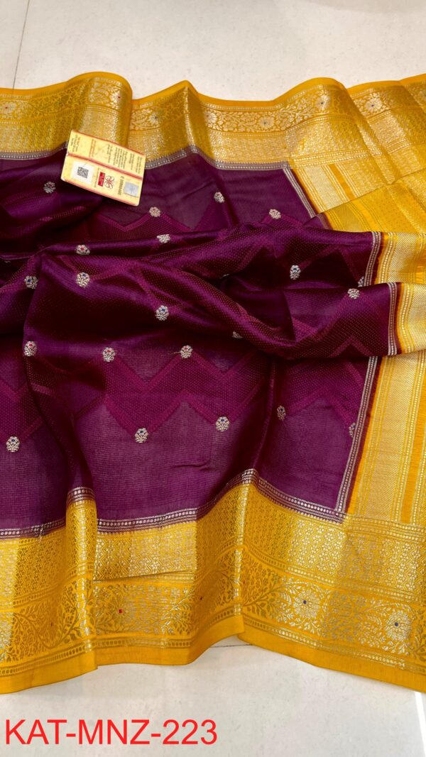Deep Wine Pure Raw Mango Silk Saree with Rich Weaving & Contrast Blouse | Silkmark Certified
