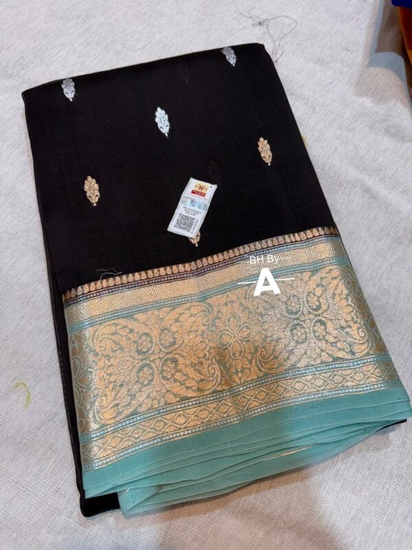 Black Exclusive Kora Banarasi Silk Saree with Kalakari Maheen Work | Silkmark Certified