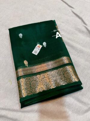 Green Exclusive Kora Banarasi Silk Saree with Kalakari Maheen Work | Silkmark Certified