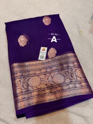 Deep Violet Exclusive Kora Banarasi Silk Saree with Kalakari Maheen Work | Silkmark Certified