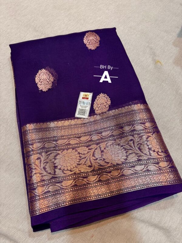Deep Violet Exclusive Kora Banarasi Silk Saree with Kalakari Maheen Work | Silkmark Certified