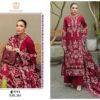 Wine Heavy Embroidered Cambric Cotton Semi Stitched Suit with Kota Checks Dupatta