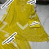 Yellow Pure Jam Cotton Dress Material with Karachi Print Neck Lace Border & Fancy Printed Dupatta