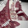 Wine Pure Jam Cotton Dress Material with Karachi Print Neck Lace Border & Fancy Printed Dupatta
