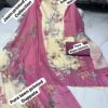 Pale Yellow Pure Jam Cotton Dress Material with Karachi Print Neck Lace Border & Fancy Printed Dupatta
