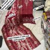 Ruby Red Elegant Embroidered Lawn Suit with Cotton Dupatta
