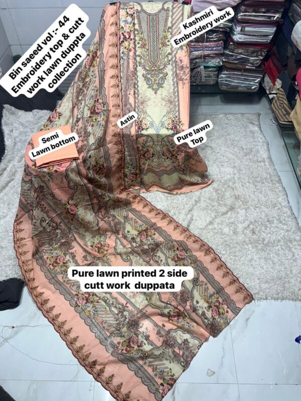Peach Elegant Embroidered Lawn Suit with Cotton Dupatta