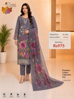 Grey Concept Cotton Patch Work Dress Material with Printed Chiffon Dupatta