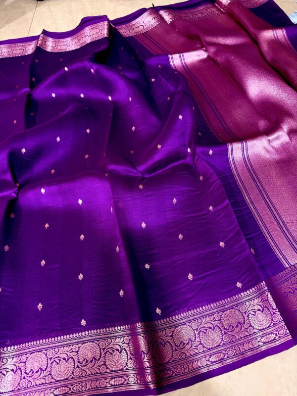 Navy Blue Exclusive Kora Banarasi Silk Saree with Kalakari Maheen Work & Rich Designer Pallu