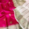 Rani Pink Exclusive Kora Banarasi Silk Saree with Kalakari Maheen Work & Rich Designer Pallu