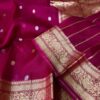 Magenta Exclusive Kora Banarasi Silk Saree with Kalakari Maheen Work & Rich Designer Pallu