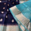 Navy Blue Exclusive Kora Banarasi Silk Saree with Kalakari Maheen Work & Rich Designer Pallu