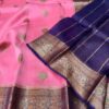 Pink Exclusive Kora Banarasi Silk Saree with Kalakari Maheen Work & Rich Designer Pallu