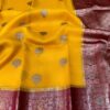 Yellow Exclusive Kora Banarasi Silk Saree with Kalakari Maheen Work & Rich Designer Pallu