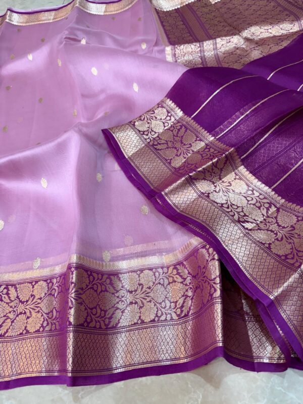 Purple Exclusive Kora Banarasi Silk Saree with Kalakari Maheen Work & Rich Designer Pallu