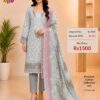 Grey and Pink Embroidered Lawn Suit with Cotton Dupatta & Trouser