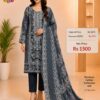 Slate Grey Embroidered Lawn Suit with Cotton Dupatta & Trouser
