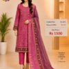 Onion Pink Embroidered Lawn Suit with Cotton Dupatta & Trouser