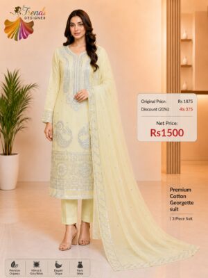 Yellow Designer Cotton, Georgette & Organza Suit Set – Elegant Party Wear Collection
