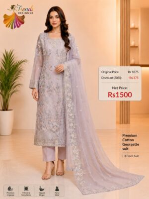 Lavender Designer Cotton, Georgette & Organza Suit Set – Elegant Party Wear Collection