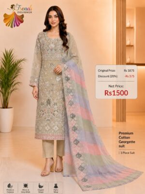 Sea Green Designer Cotton, Georgette & Organza Suit Set – Elegant Party Wear Collection