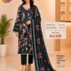 Black Ready-Made Printed Cotton Suit Set with Cotton Dupatta