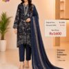 Navy Blue Premium Heavy Rayon Printed Suit Set with Muslin Dupatta