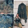 Teal Blue Premium Heavy Rayon Printed Suit Set with Muslin Dupatta